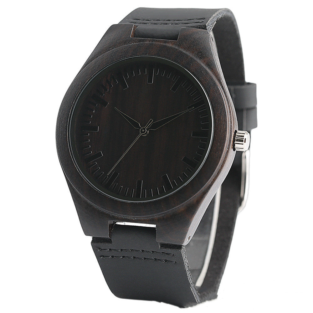 Obsidian Wood Quartz Watch – Nature’s Dark Elegance