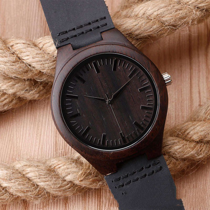 Obsidian Wood Quartz Watch – Nature’s Dark Elegance