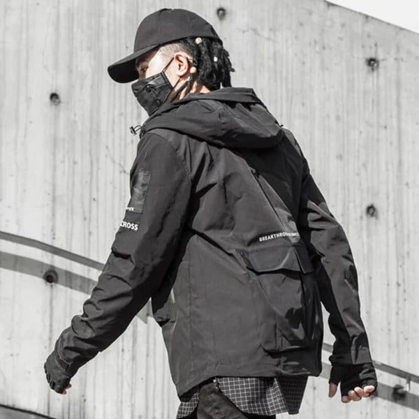 Shadow Walker Wind Jacket – Embrace the Elements in Black