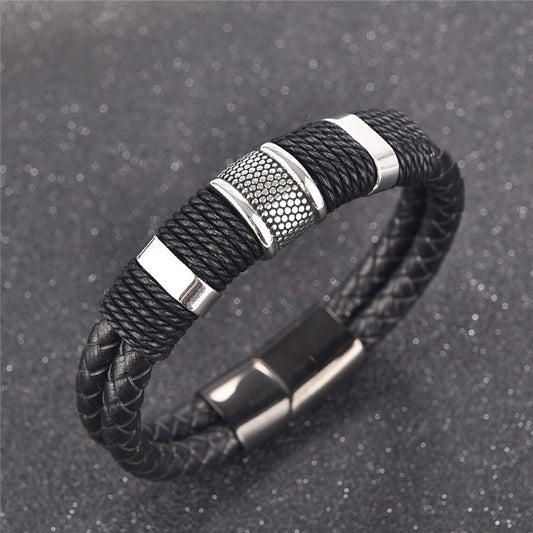 Fashion Black Braid Woven Leather Bracelet – Embrace the Dark Edge