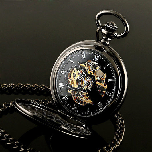 Obsidian Eclipse Vintage Pocket Watch – A Glimpse into Timeless Shadows