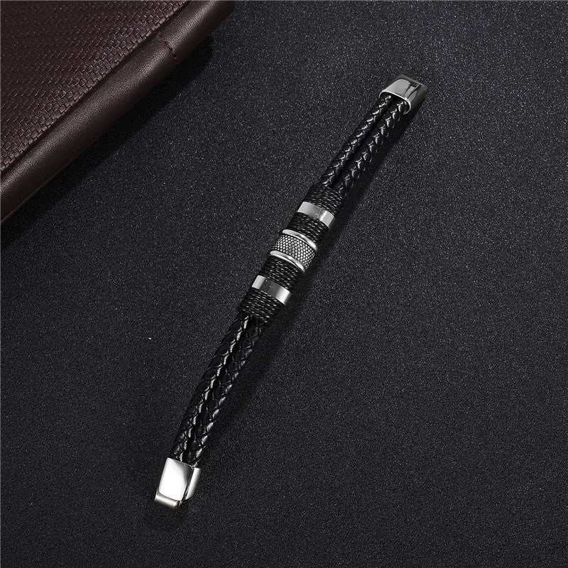 Fashion Black Braid Woven Leather Bracelet – Embrace the Dark Edge