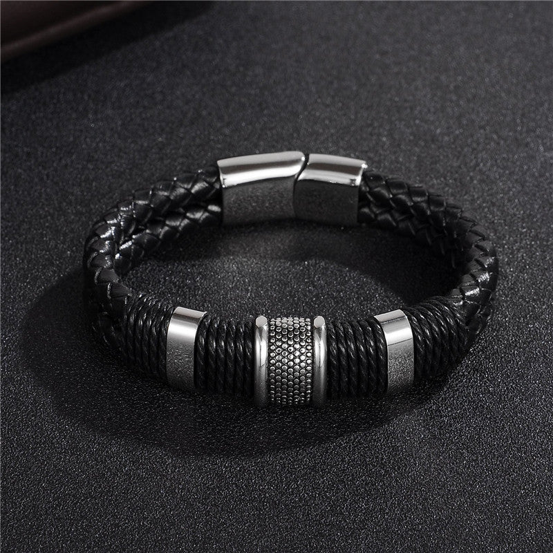 Fashion Black Braid Woven Leather Bracelet – Embrace the Dark Edge