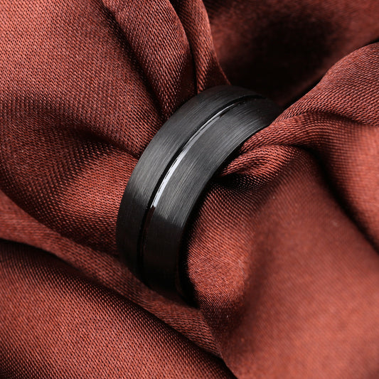 Black Titanium Steel Ring – Geometry of Shadows