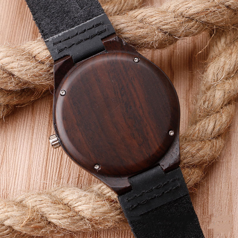 Obsidian Wood Quartz Watch – Nature’s Dark Elegance