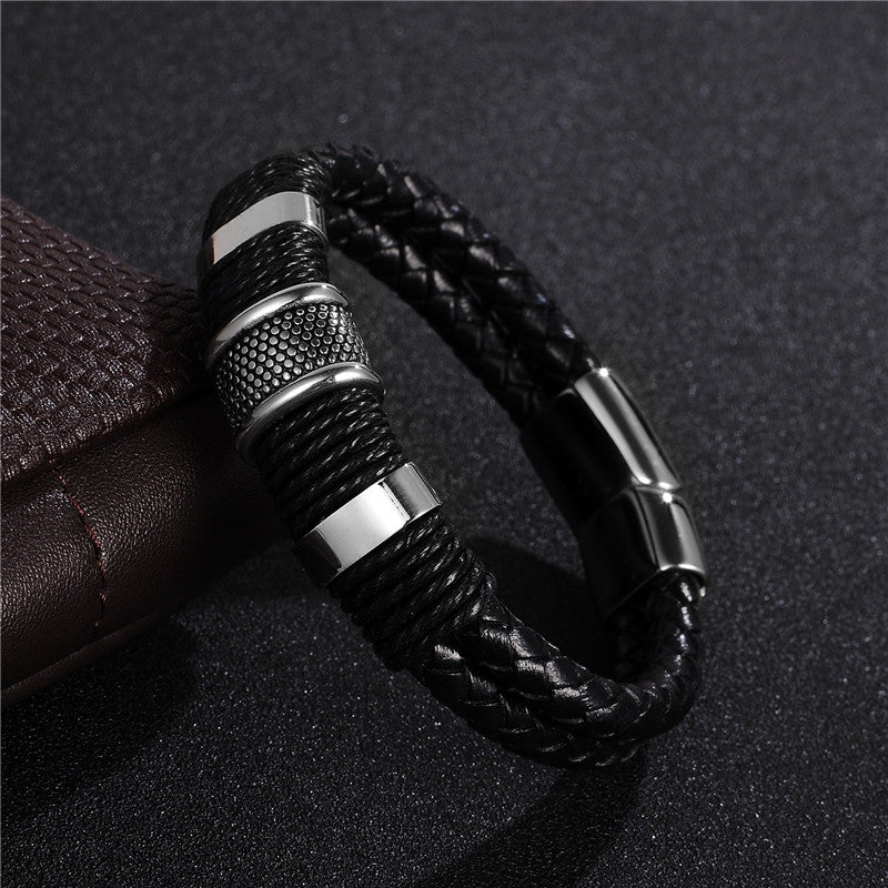 Fashion Black Braid Woven Leather Bracelet – Embrace the Dark Edge