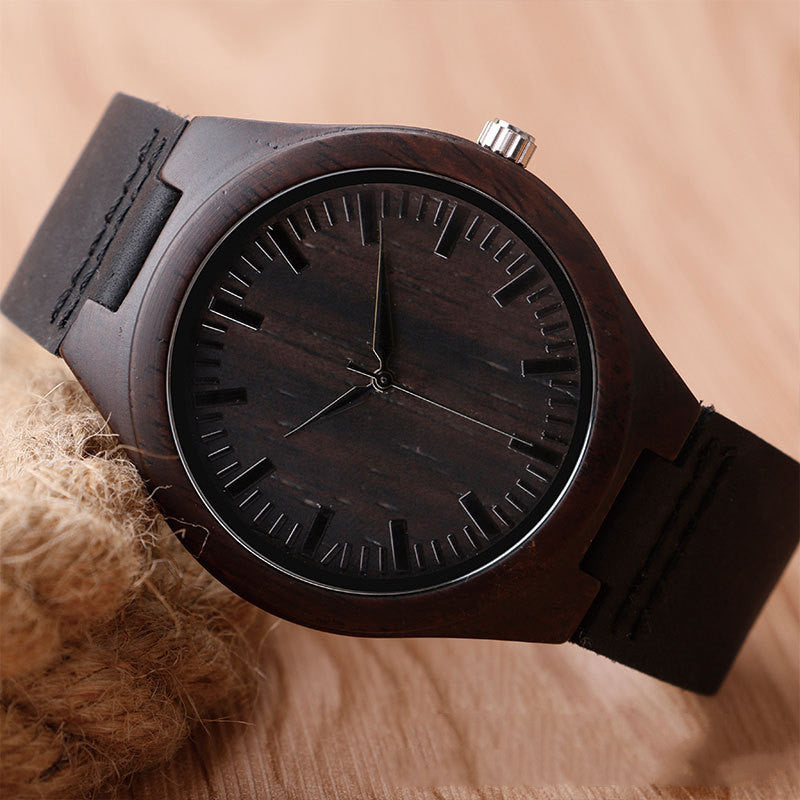 Obsidian Wood Quartz Watch – Nature’s Dark Elegance