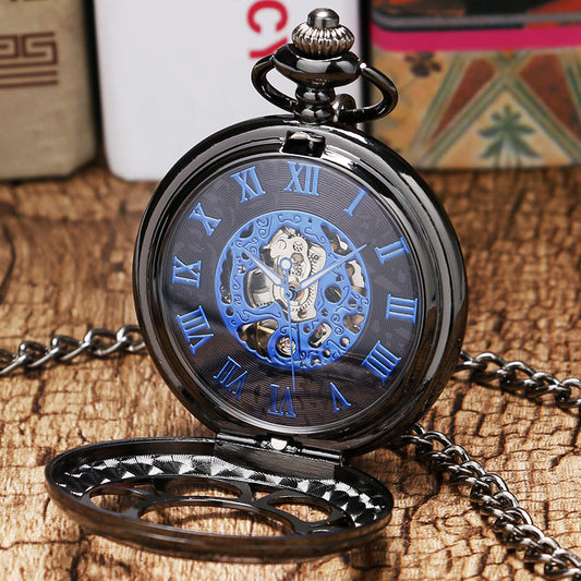 Midnight Petal Mechanical Pocket Watch – The Skeleton of Time